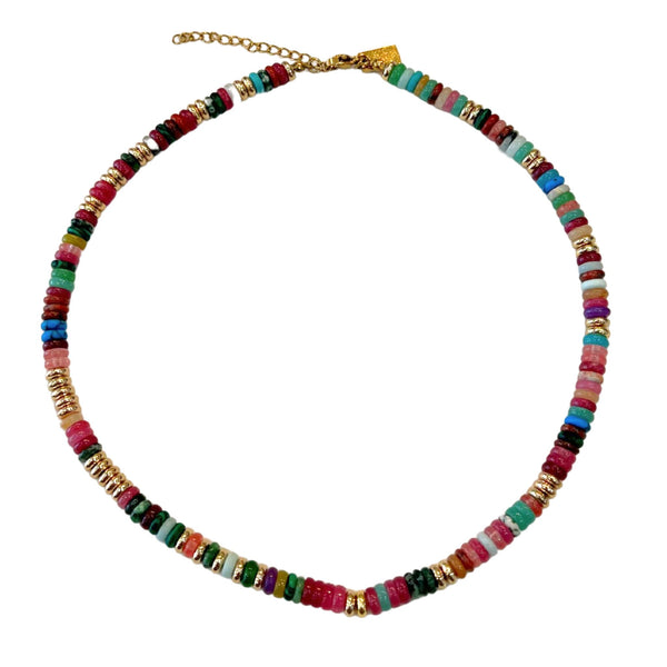 Desert Ember Stone Beaded Necklace