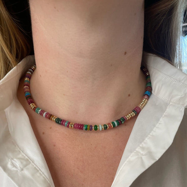 Desert Ember Stone Beaded Necklace