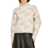 Diamond Pattern Turtleneck Sweater
