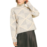 Diamond Pattern Turtleneck Sweater