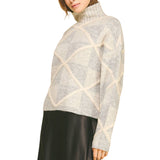 Diamond Pattern Turtleneck Sweater