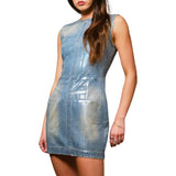 Dirty Halo Coated Denim Mini Dress