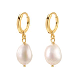 Sea Breeze Pearl Huggie Earrings