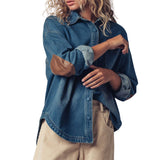 Elbow Patch Denim Button-Up Shirt