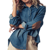 Elbow Patch Denim Button-Up Shirt