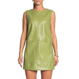 Ellie Dress - Solid Olive Leather