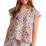 Em Floral Flutter Sleeve Top