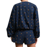 Embellished Quilted Denim Bomber Jacket