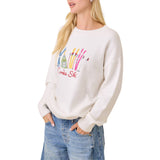 Embroidered Apres Ski Sweater Knit Top