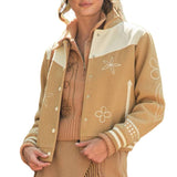 Embroidered Contrast Bomber Jacket