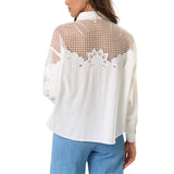 Embroidered Cutout Button-Down Shirt