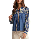 Embroidered Denim Blouse