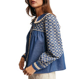 Embroidered Denim Blouse