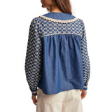 Embroidered Denim Blouse