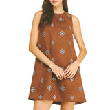 Embroidered Suede A-Line Mini Dress