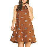 Embroidered Suede A-Line Mini Dress