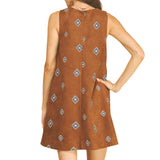 Embroidered Suede A-Line Mini Dress