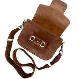 Emily Suede Crossbody Bag - Brown