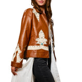 Faux Leather Studded Oversized Zip-Up Jacket
