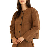 Faux Suede Buttoned Jacket