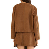 Faux Suede Buttoned Jacket