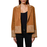 Faux Suede Embroidered Jacket