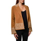 Faux Suede Embroidered Jacket
