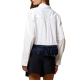Feather & Beaded Hem Detail Long Sleeve Top