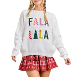 Festive Holiday Falala Embroidered Sweater Knit Top