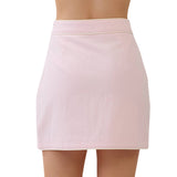 Floral Appliqué Front Slit Mini Skirt - Pink
