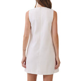 Floral Appliqué Round Neck Shift Mini Dress