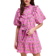 Floral Clusters Ruffled Mini Dress