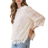 Floral Eyelet Embroidery Detail Solid Top