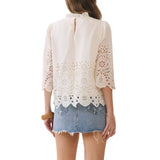 Floral Eyelet Embroidery Detail Solid Top