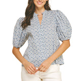 Floral Print Button Down Blouse Top