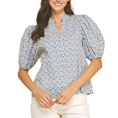 Floral Print Button Down Blouse Top