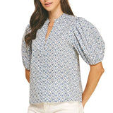 Floral Print Button Down Blouse Top
