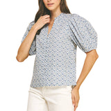 Floral Print Button Down Blouse Top