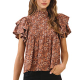 Floral Print Mock Neck Top