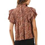 Floral Print Mock Neck Top