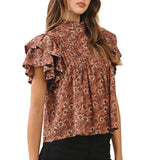 Floral Print Mock Neck Top