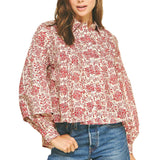 Floral Print Pleat Detailed Shirt