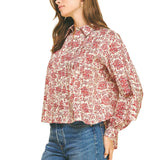 Floral Print Pleat Detailed Shirt