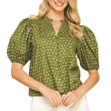 Floral Puffed Sleeve Blouse Top