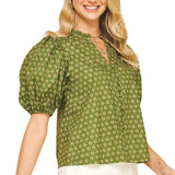 Floral Puffed Sleeve Blouse Top