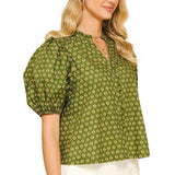 Floral Puffed Sleeve Blouse Top