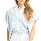 Floral Stripe Vneck Collar Top
