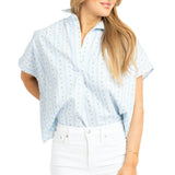 Floral Stripe Vneck Collar Top