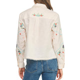 Flower Embroidery Long Sleeve Linen Shirt