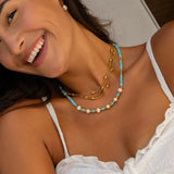 Free Spirit Turquoise & Pearl Beaded Necklace